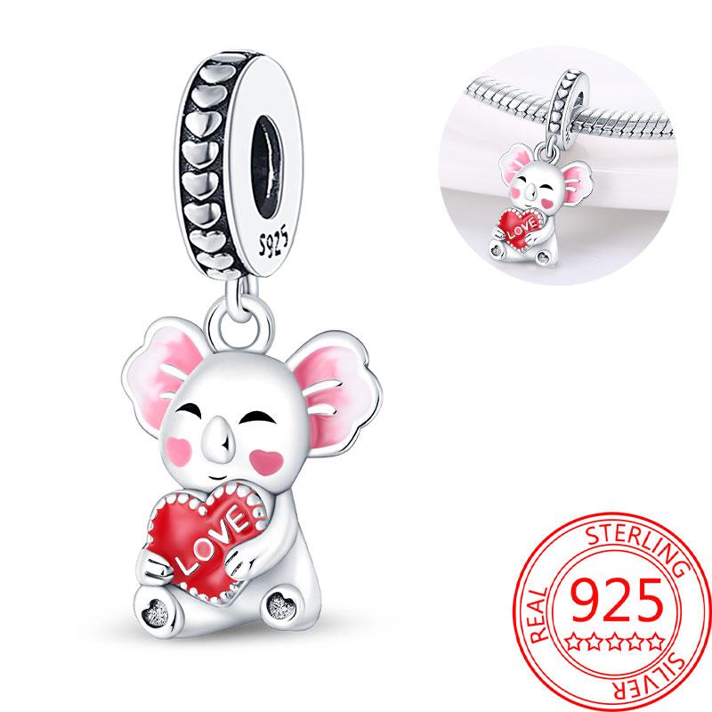 Lovely Copper Little Monkey Embracing Red Heart Pendant Fit Bracelet Necklaces Party Pairing With Handmade Gifts