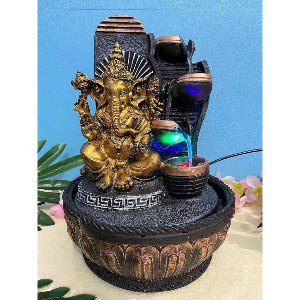 Polyresin Table Top Indoor Outdoor Water Fall Fountain with LED Lights Home Decor Decoration Gift Gifting Items