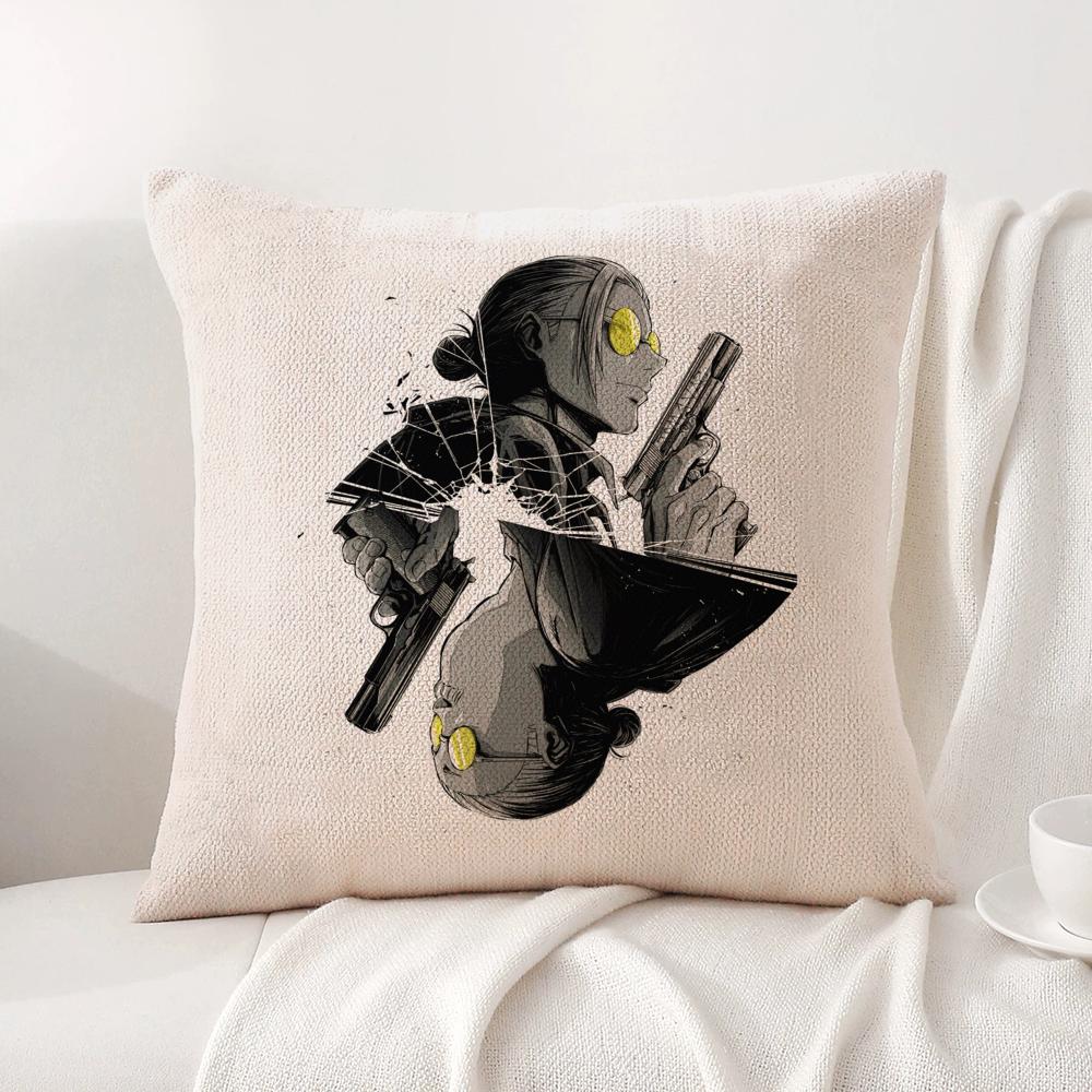Anime S-Sakamoto Days Cushion Cover Summer Coolness Linen Fabric Double-Sided Printing Pillow Case Sofa Home Decor Gift