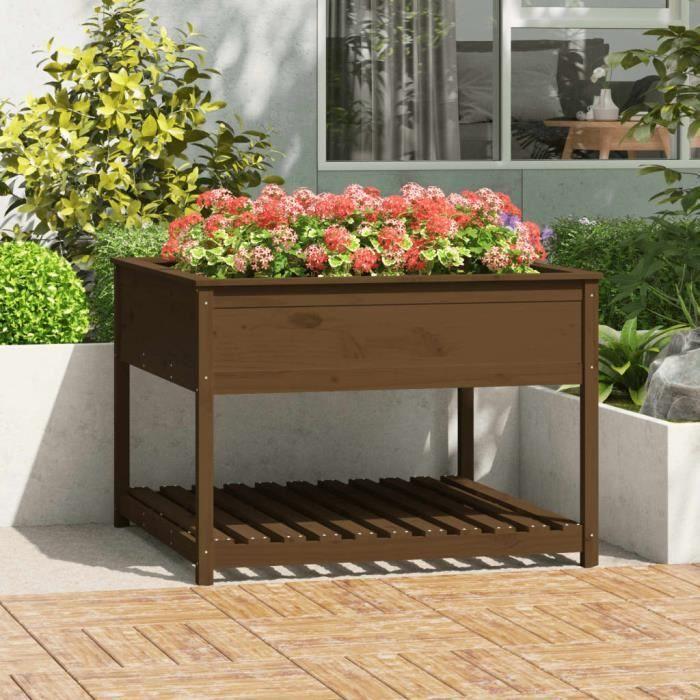 VidaXL Planter and Shelf Honey Brown 111.5x111.5x81 Cm Pine Wood 823804