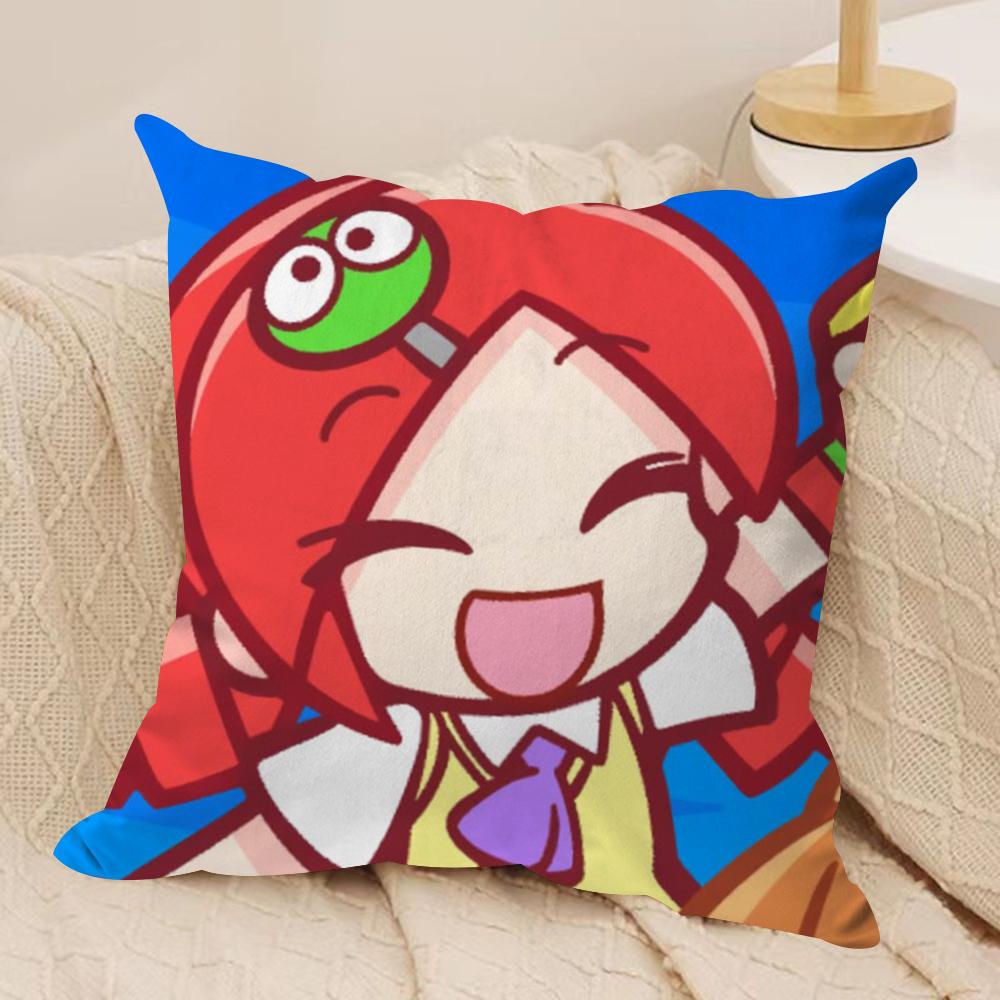P-Puyo P-Pop Fever Cushion Cover Soft Plush Fabric Double-Sided Printed Sofa Cushion Cover for All Seasons Home Decor Gift