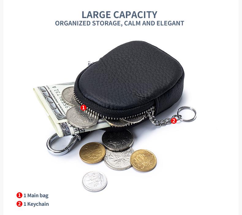 Genuine Leather Mini Coin Purse & Key Holder: Multifunctional Cowhide Wallet & Earphone Bag.