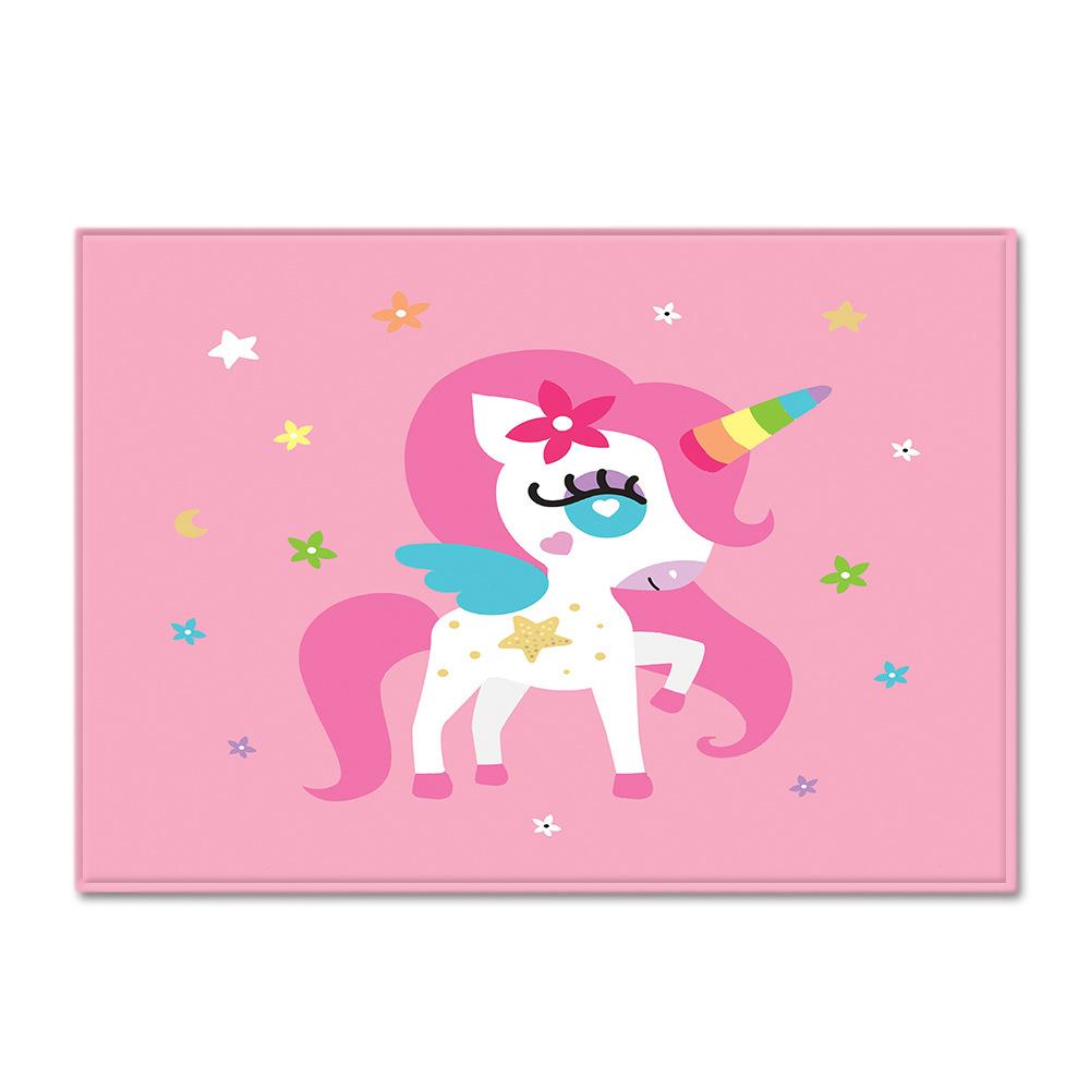 Kwiatowy Jednorożec Dywan do Salonu Dywanik Obszarowy do Sypialni Dziecięcej Dziewczęcej Różowy Jednorożec Dzieci Wystrój Domu Maty do Pokoju Antypoślizgowa Mata Łazienkowa
