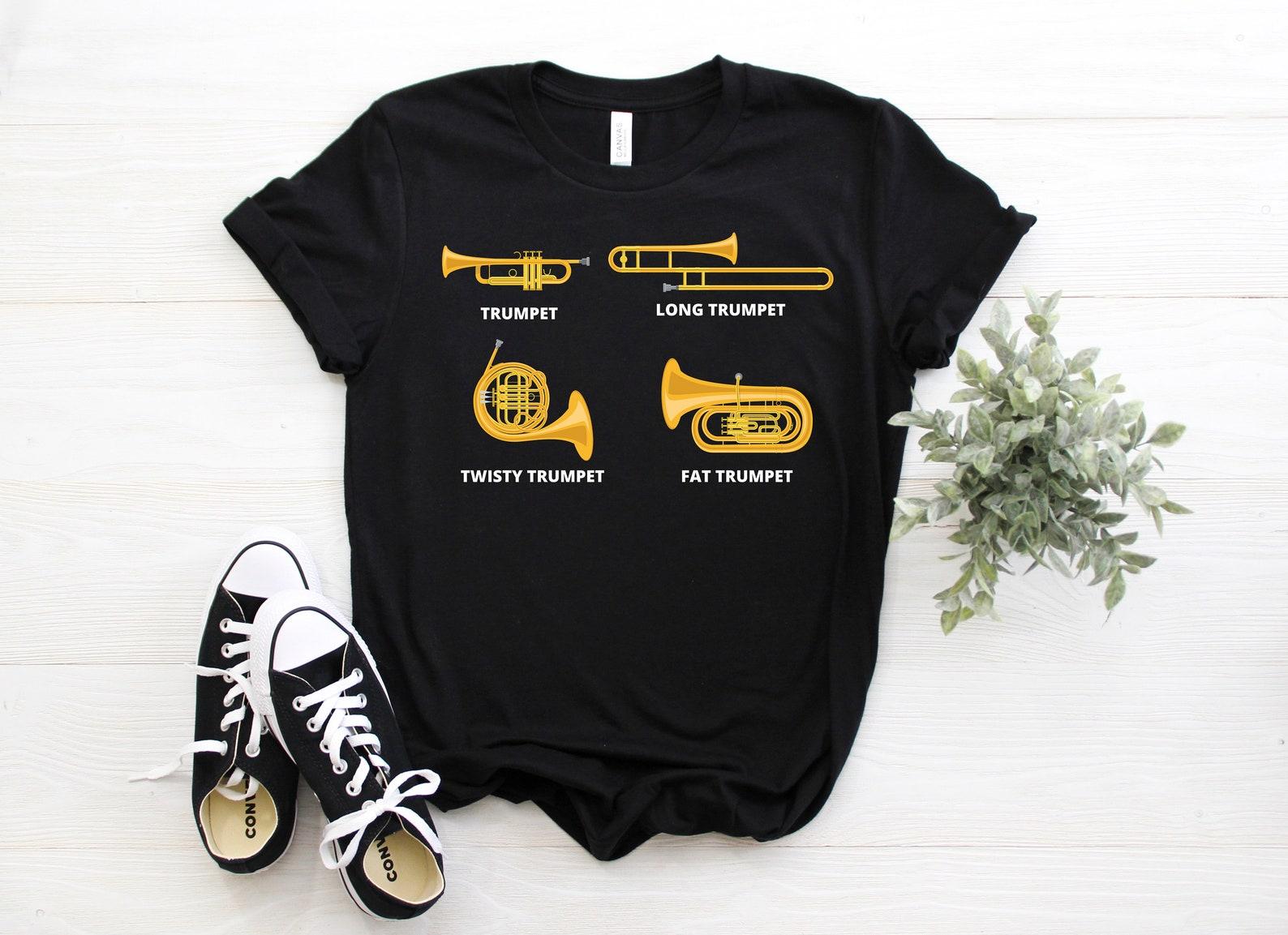 Trumpet Band Funny Player Trumpeter Gift T-Shirt, Trumpet Teacher TShirt, Musician Student Shirts, Jazz Music Lover, Retro Vintage, Present, 140