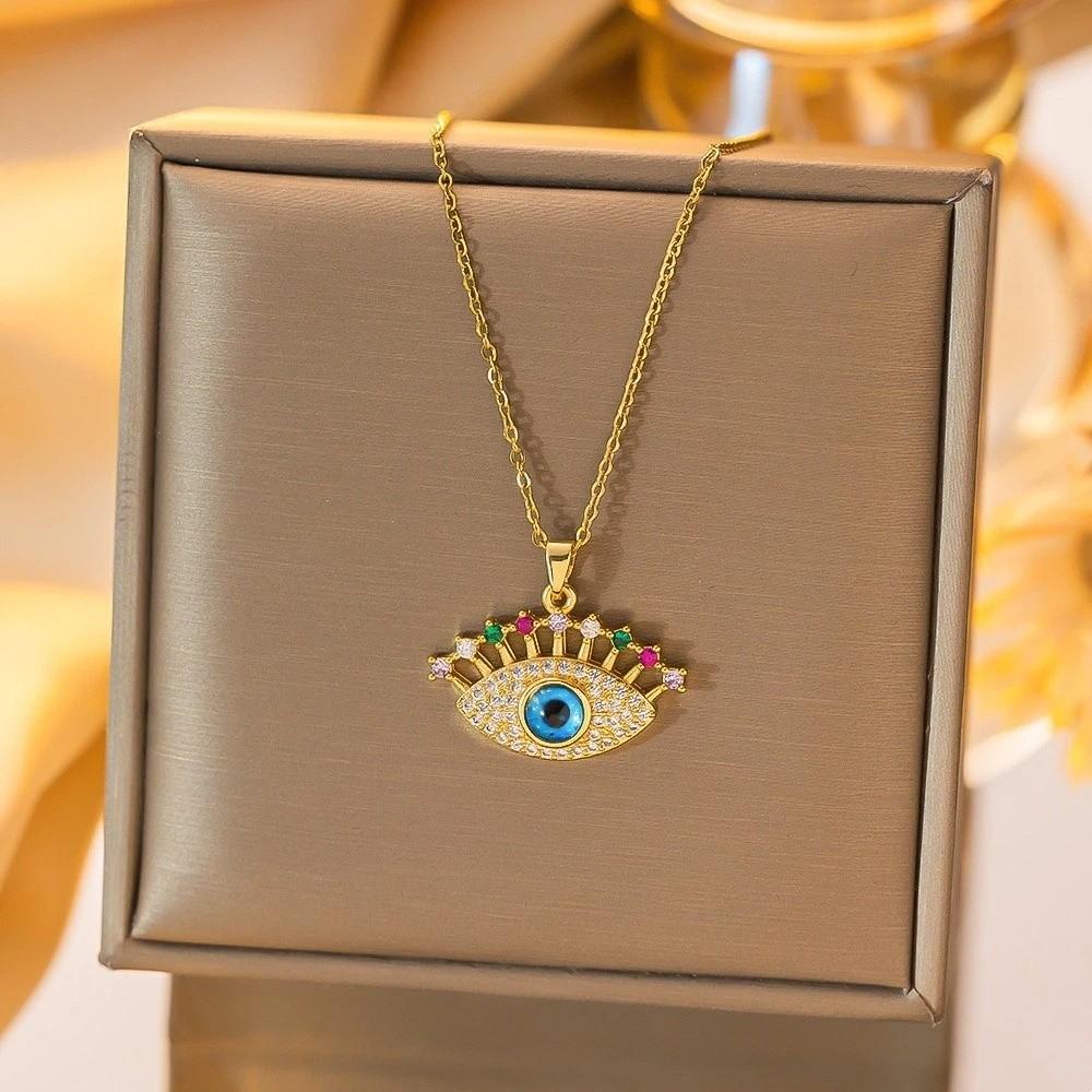 Titanium Steel Devil's Eye Necklace Banquet Clothes Neck Chain  Clothes Accessories