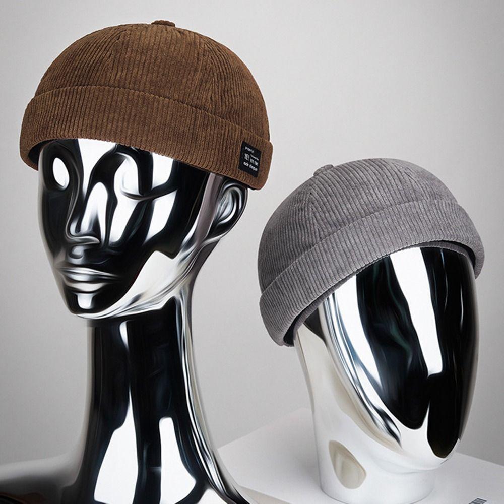 Adjustable Brimless Hat Corduroy Hip Hop Hat Fashion Landlord Hat  Men Women
