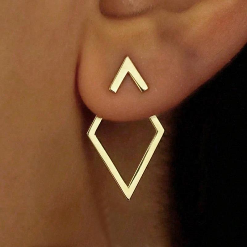 Fashion Metal Hollow Double Triangle Stud Earrings for Women Minimalist Silver Color Geometric Earrings Jewelry Accessories