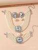 European Luxury Multi-Layer Faux Pearl & Crystal Jewelry Set – Necklace, Earrings, Bracelet - Colorful, Fashionable, and Exquisite Accessories