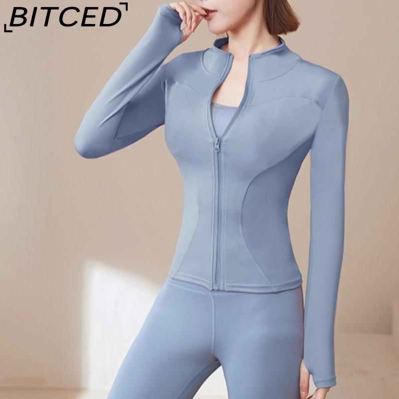 BITCED Summer Sun Protection Quick-Dry Sports Jacket Stand-Up Collar Stretch Slim-Fit Running & Fitness Top