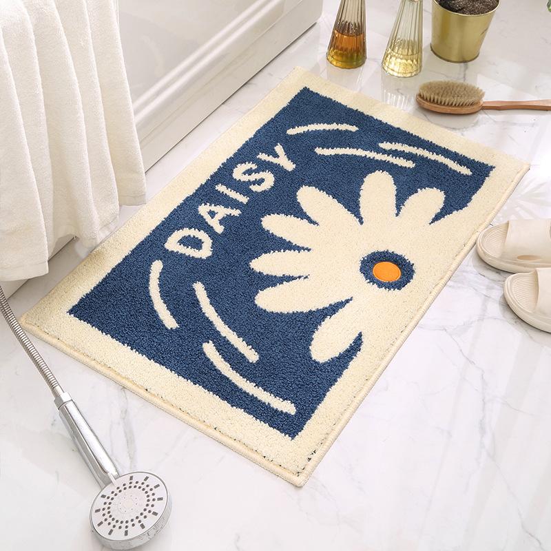 Fresh Ins Wind Small Daisies Tufted Floor Mat Household Bathroom Door Carpet Bathroom Non-slip Mat Absorbent Foot Mat