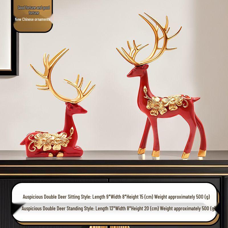 

High-End Resin Fu Character Ornament for Living Room Console - Elegant Housewarming or Birthday Gift