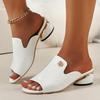 Women's Crocodile Pattern Chunky Heel Sandals, Fashion Open Toe Dress Pumps, Stylish Slip On Heels