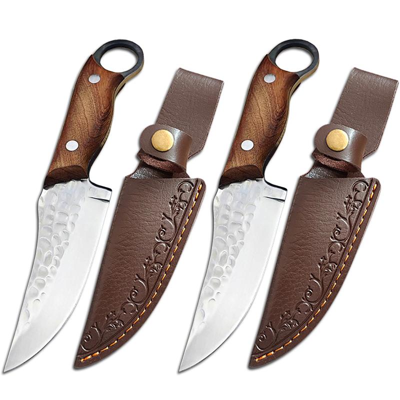 Forged Kitchen Knife Full Tang Chef Meat Cleaver Boning Knife Barbecue Steak Knife Utility Knife Tools with Wood Handle