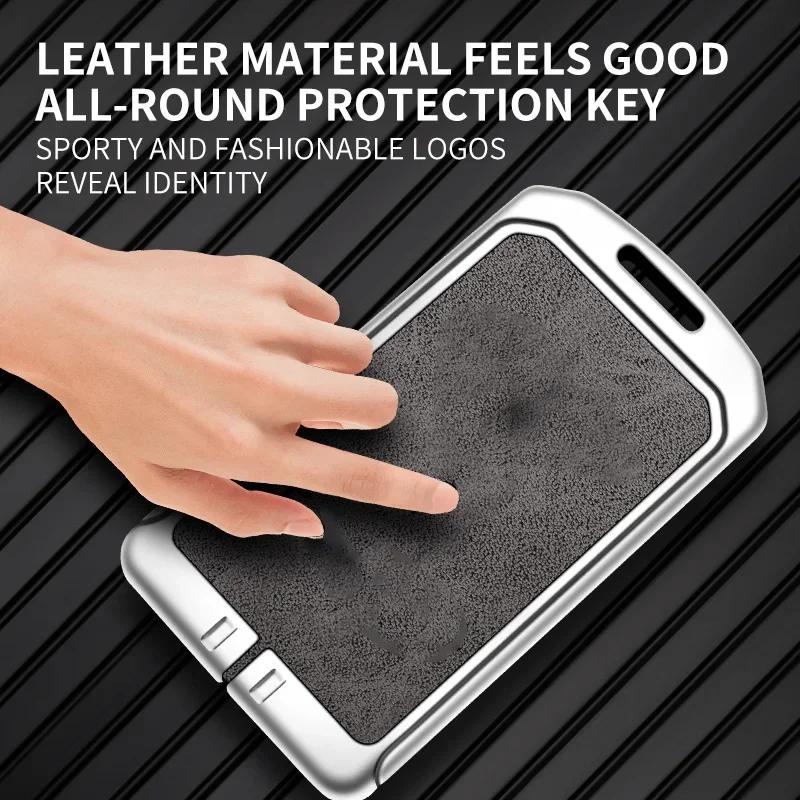 New Zinc Alloy Leather Nfc Card Car Key Case Cover Holder Fob Protector Shell For Tesla Model Y Model 3 Car Interior Accessories