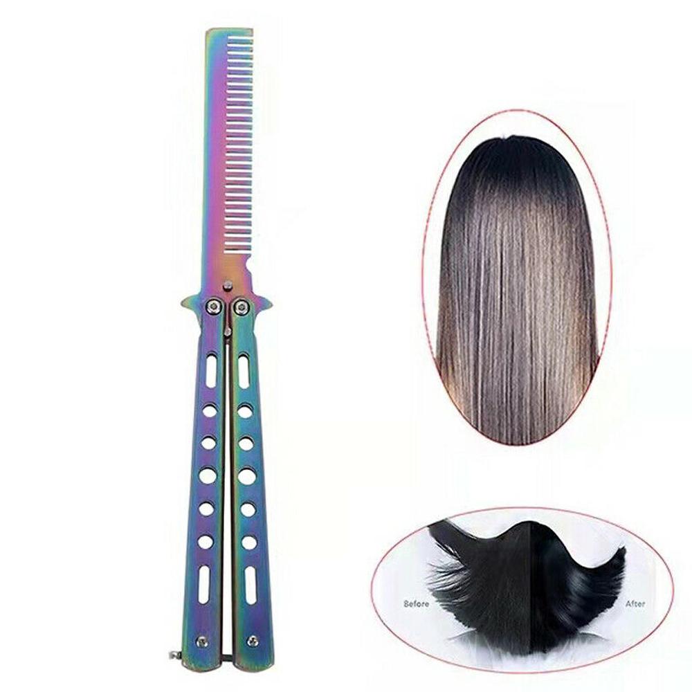 Health & Beauty Items Styling Tools Styling Tools Styling Tools Pdtoweb Butterfly Practice Comb Rainbow Foldable Trainer Stainless Steel Tool