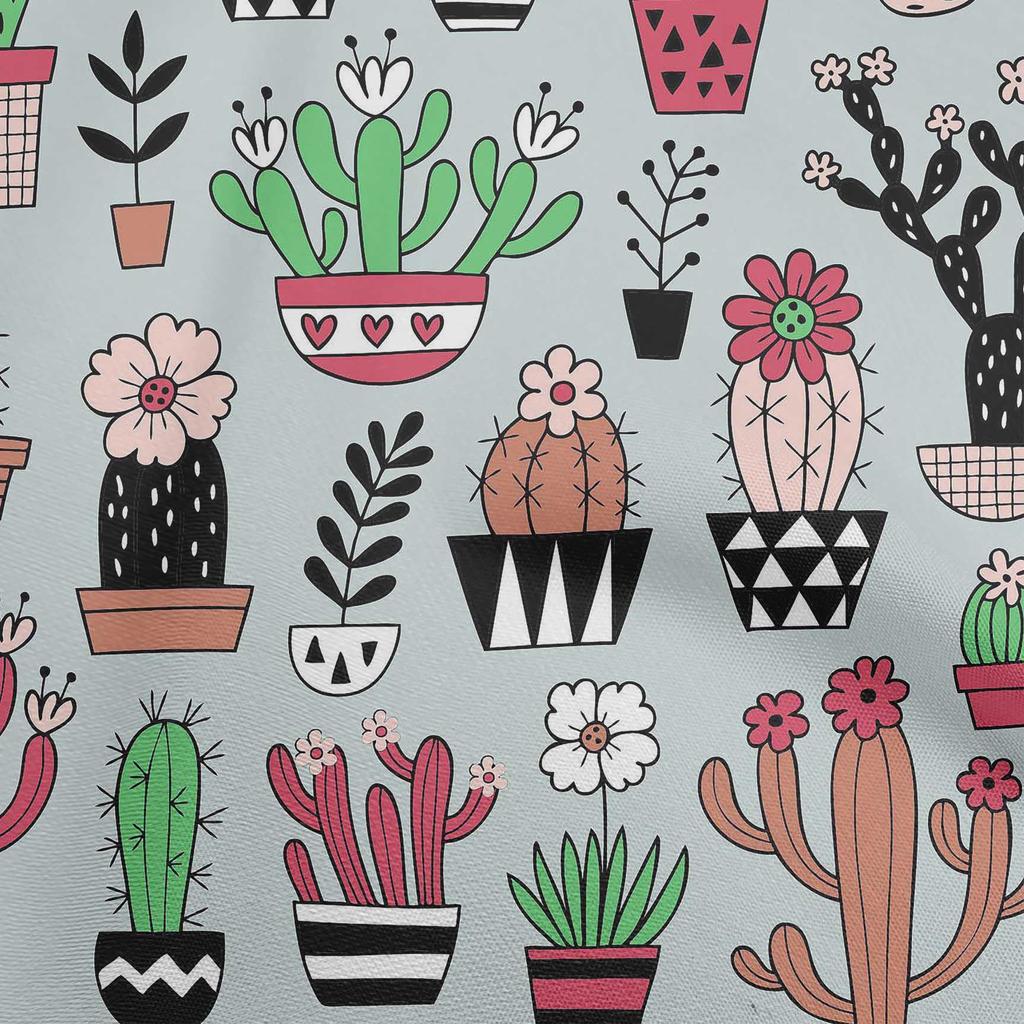 oneOone Cotton Flex Dusty Green Fabric Cactus Diy Clothing Quilting Fabric Print Fabric By Yard 40 Inch