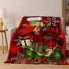 3D Merry Christmas Tree Santa Claus Cartoon Flannel Blanket Soft Warm Blanket for Bedroom Living Room Bed Camping Picnic Gift