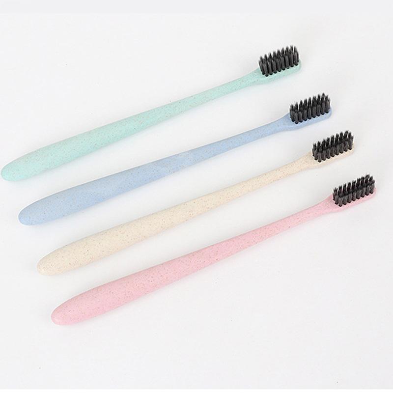 

1PC Color Random Wheat Straw Bamboo Charcoal Toothbrush Single Tube Adult Toothbrush Portable Travel Soft Bristle Toothbrush Set