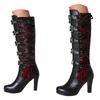 Long Thigh High Boots For Women Women'S Winter Vintage Knee High Boots Chunky High Heel Lace Up Boots Halloween Zapatos De Mujer