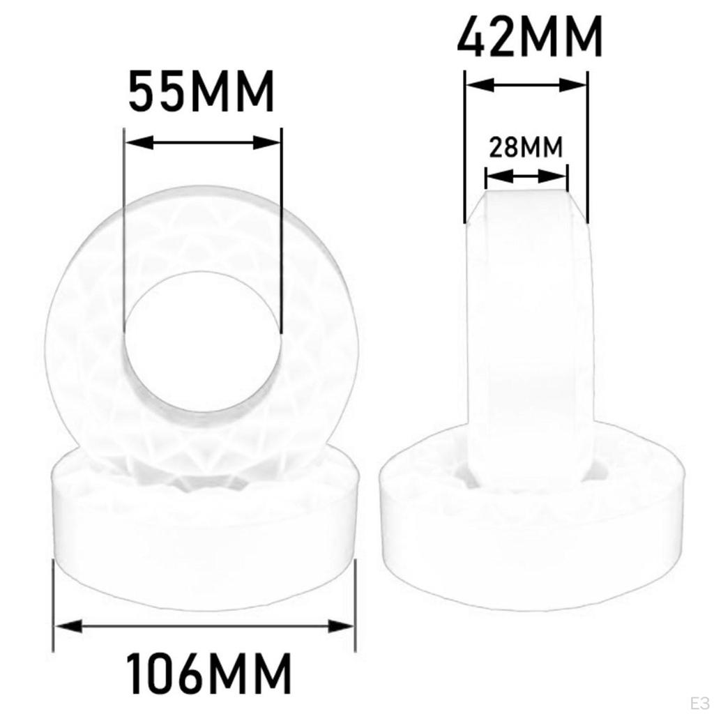 4 Pieces Silicone Rubber Inserts 1.9inch Tires Foam Insert Replacements 106x42mm for 1/10 Scale RC