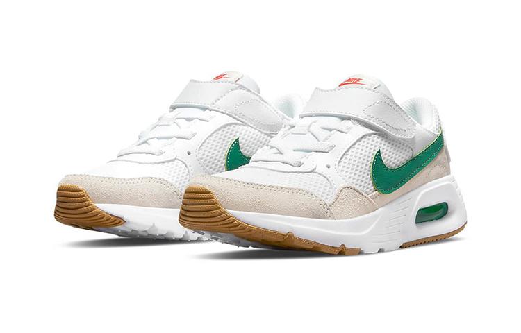 Nike Air Max SC Hook and loop Low top Running Shoes White Green Children Aged 3 7 Years Old CZ5356-104