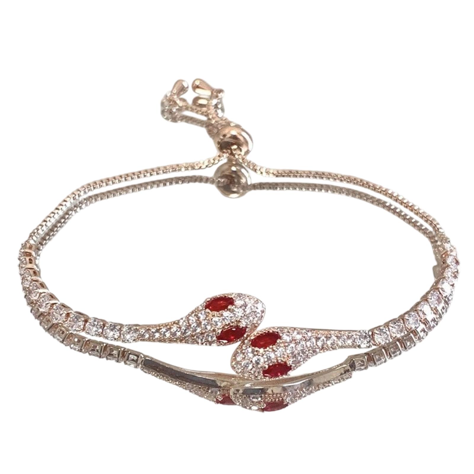 

Adjustable Drawstring Serpentine Bracelet Versatile Sizing Alloy Wrist Bangle For Daily Wear And Special Occasion рожевий колір золота