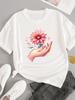 (Asian Size) T-shirts Fashion O-neck Female Casual Women's Top T Clothing Sweet Love Style 90s  Print Short Sleeve Graphic Tee