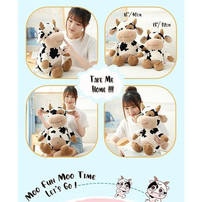 Jumbo Cow Plush Toy, 16 Inch Stuffed Animal Pillow, Soft Fluffy Hugging Pillow - Perfect Gift for All Ages and Occasions
