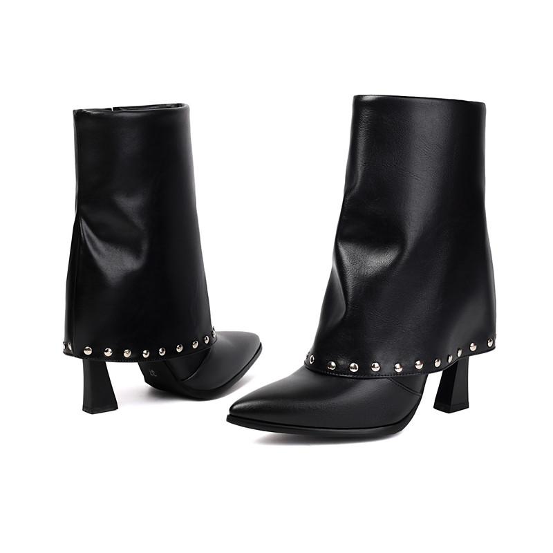 

95/Женские короткие ботильоны на высоком каблуке осень-зима новые на толстом каблуке большого размера в стиле пэчворк повседневные универсальные короткие ботильоны 35 чёрный