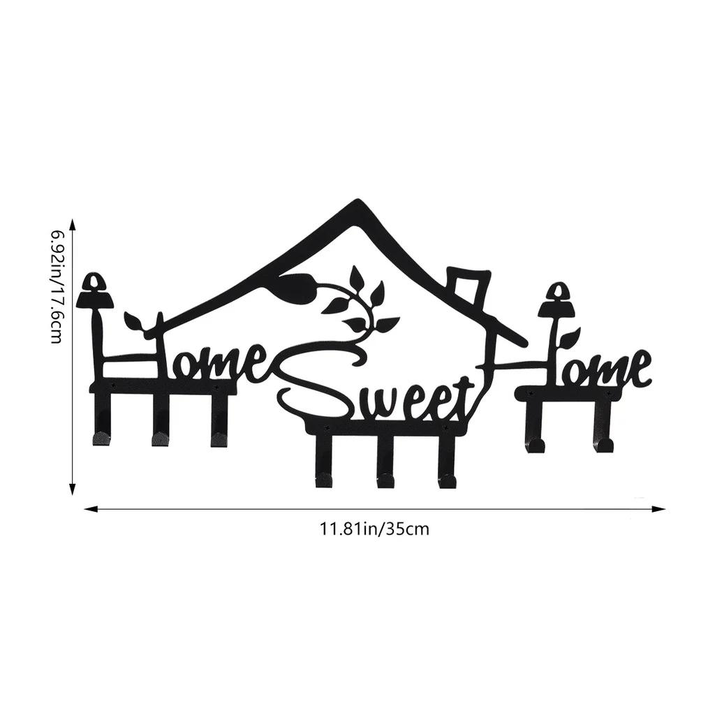 

1шт. Металлическая настенная вешалка для одежды «Home Sweet Home» — современный декор прихожей с настенными крючками и искусством M бронзовый