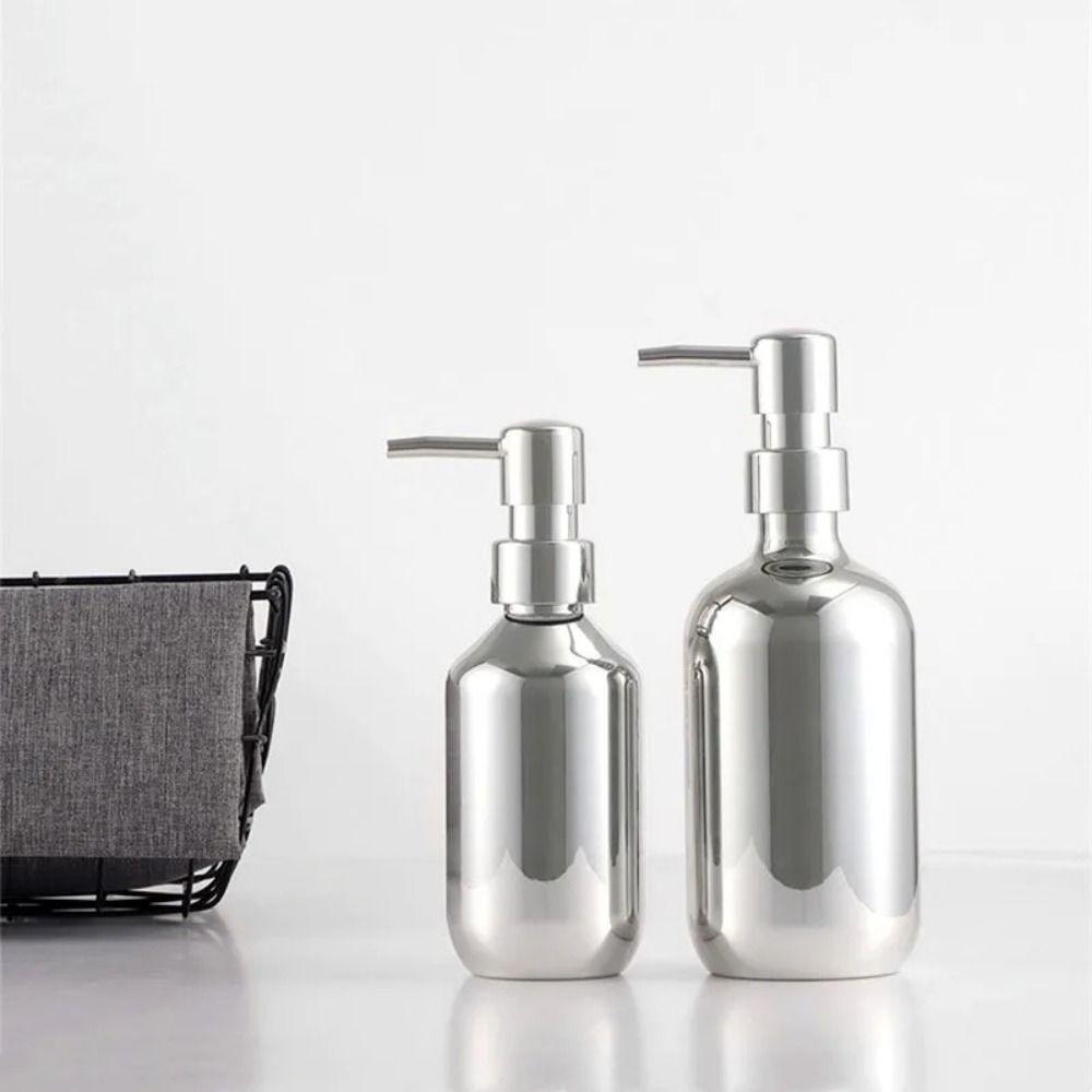 Electroplated Shampoo Bottle Press Type Empty Pump Jar Easy To Press Lotion Bottle  Washroom