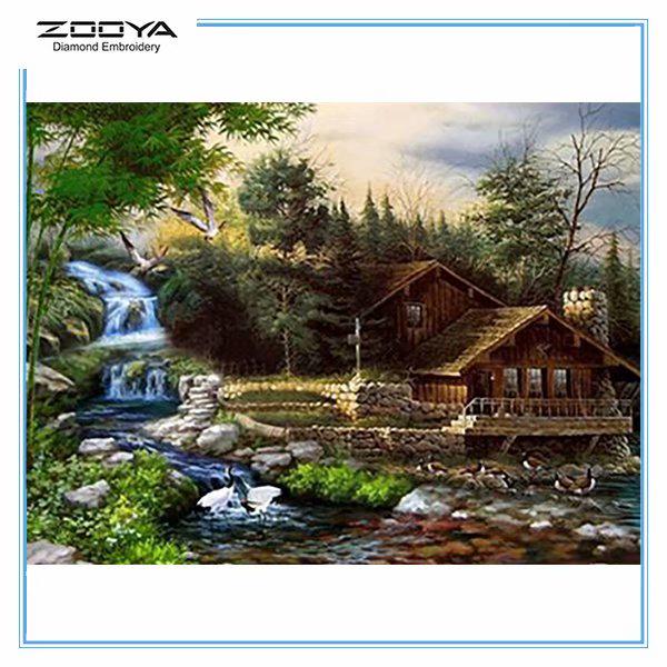 

ZOOYA DIY 5D Полный дрель Алмазная картина Сельский дом Вышивка Крестом Мозаика Картина Домашний деко
