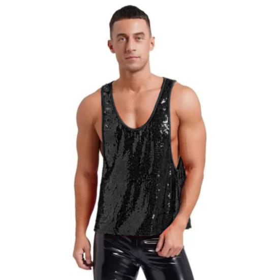 Herren-Tanktop mit Rundhalsausschnitt, ärmellos, lockere Passform, einfarbig, schnelltrocknend, vielseitige Oberteile im Streetstyle, Freizeitkleidung L