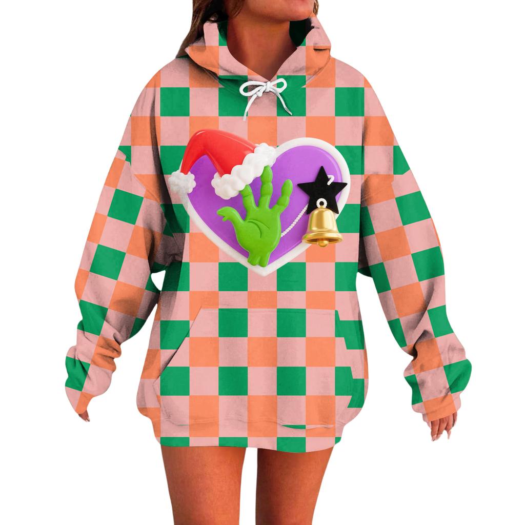 Ladies' Loose Comfortable Casual Fashionable Christmas Print Hooded Sweatshirt