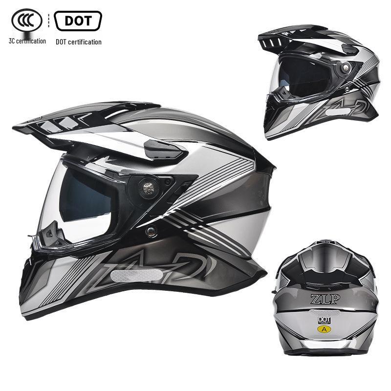 A-Class Unisex Motorcycle Helmet: Double Visor Full Face for Touring & Off-Road Use