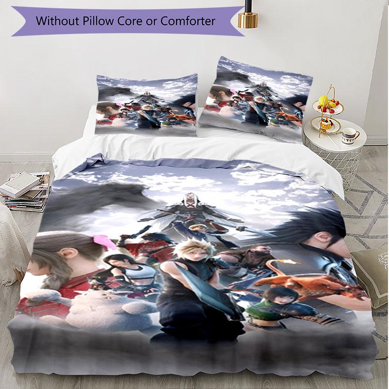 3pcs Duvet Cover Set (1*Duvet Cover + 2*Pillowcase, Without Core), Final Fantasy Print Soft All‑Season Bedding Set, Home Bedroom Decor Gift