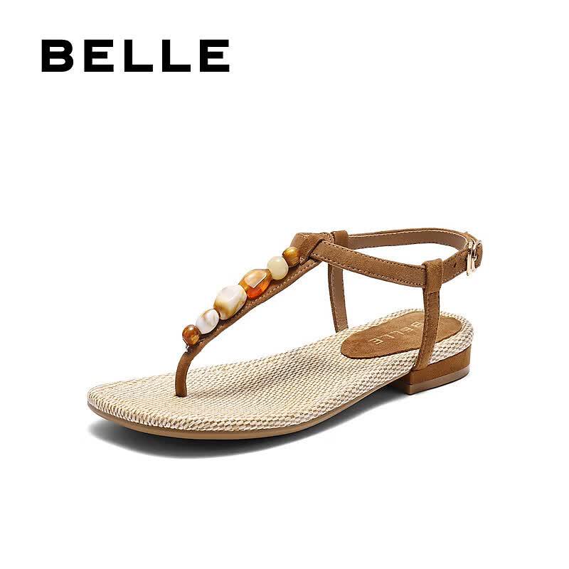 Belle D8S1DBL5 Women s Woven Toe-Thong Flat Sandals 37 коричневый