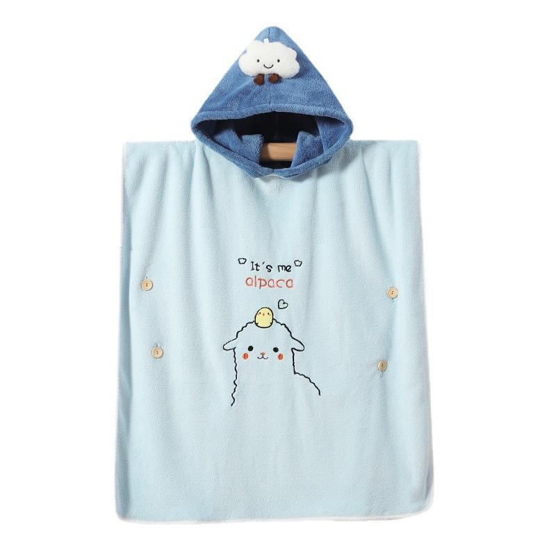Kids Hooded Bath Robe Towel Poncho Quick Dry Absorbent Baby Swimming Shower Bathrobe