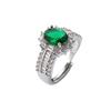 Silve Gorgeous Shiny Stone Green Zircom Ring For Women Engagement Wedding High Quality Fine Jewelry