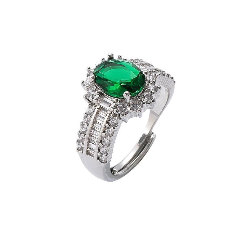 Silve Gorgeous Shiny Stone Green Zircom Ring For Women Engagement Wedding High Quality Fine Jewelry