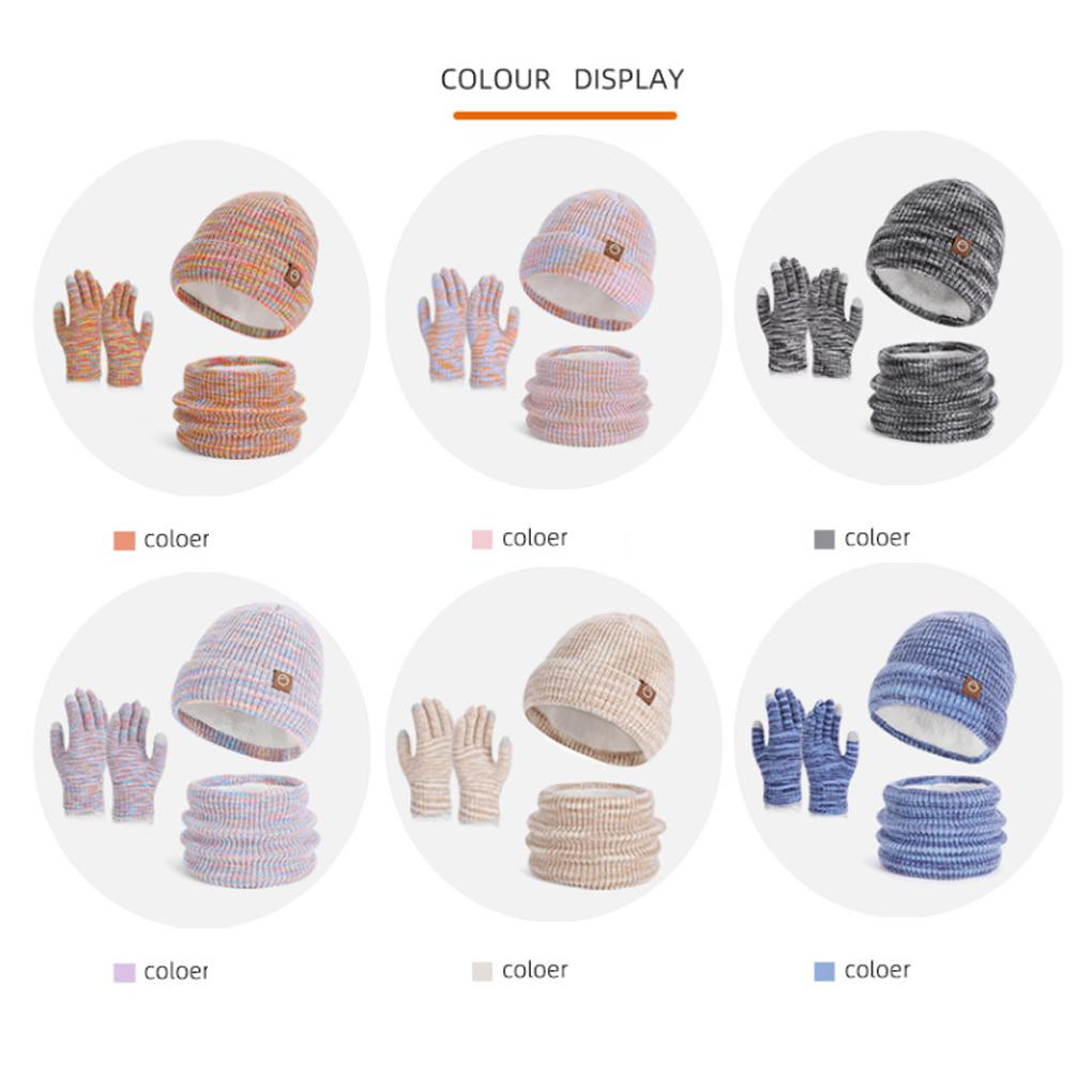 3pcs Acrylic Scarf Gloves Stay Cozy And Womens Winter Hat Set 3pack/lot Knitted screen Gloves Men And Women 3-in-1