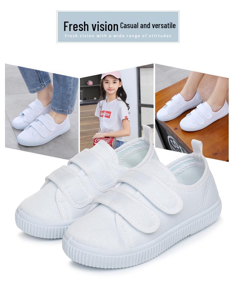 Kinder Weiße Canvas Schuhe - Unisex Indoor Kindergarten Tanz- und Sportschuhe