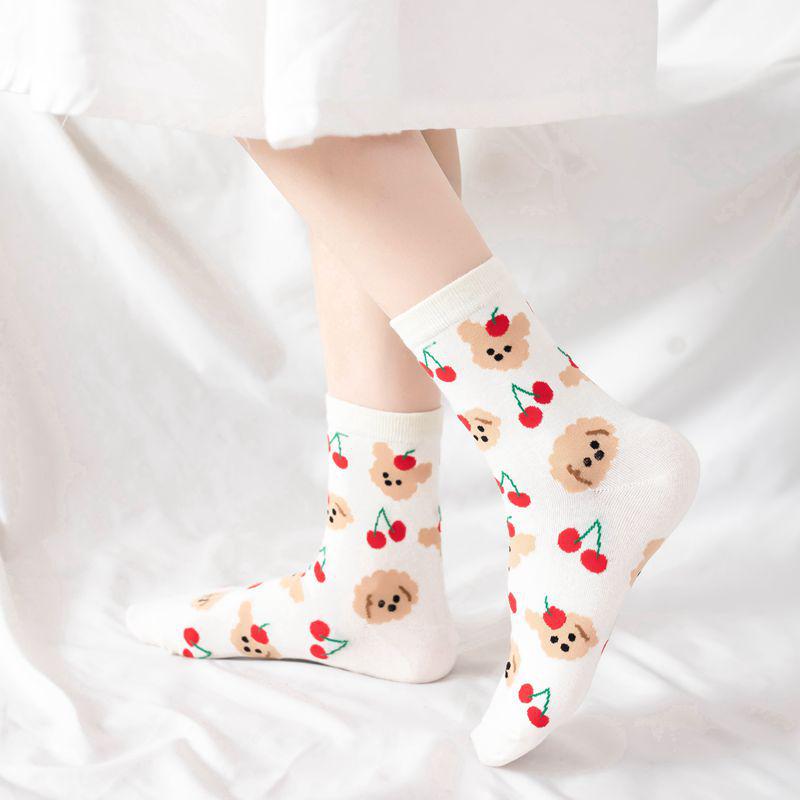 Four Seasons Cute Animal Mid-Calf Socks - Korean & Japanese Style for Women and Girls