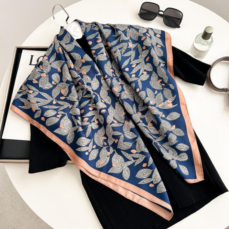 Čiernobiela hodvábna twill šatka so zvieracím vzorom - 90x90CM Jesenný/Zimný šál pre ženy