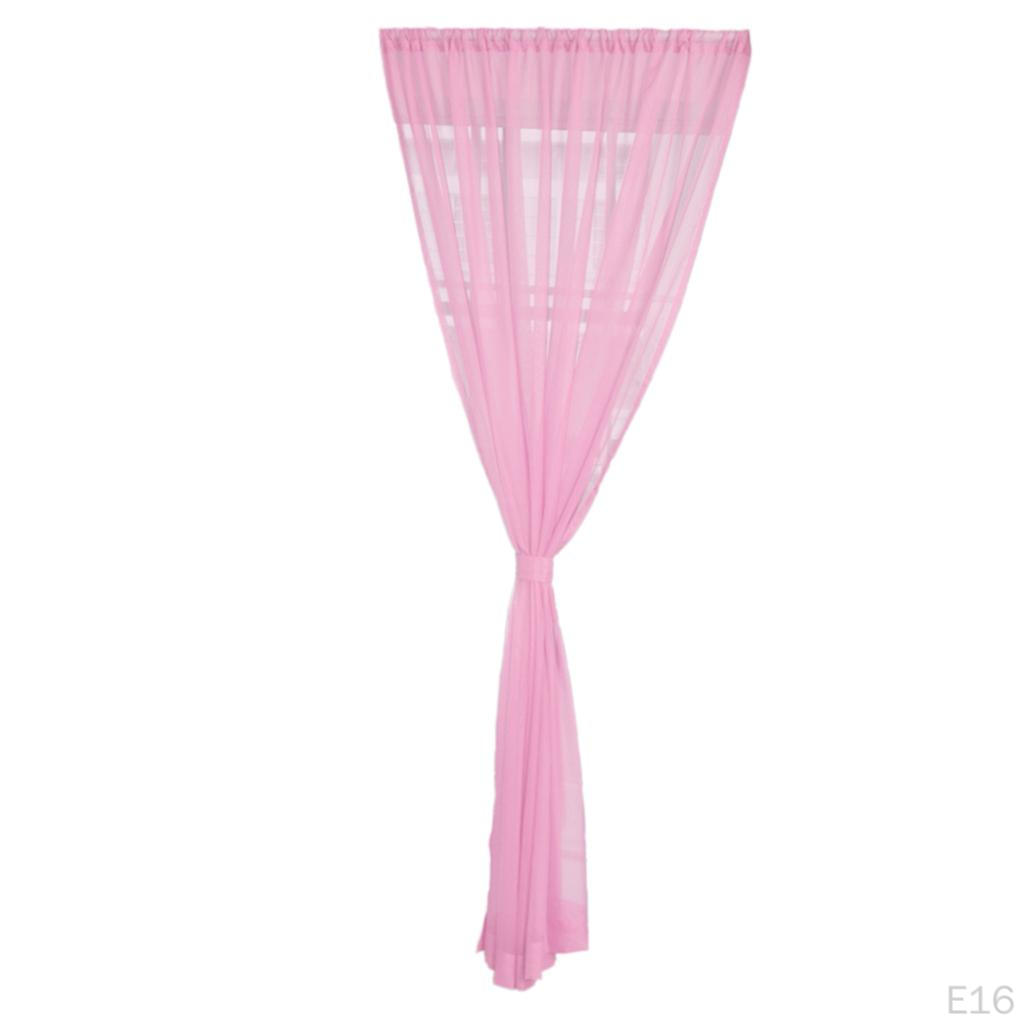 Voile Window Curtain Drape Set Solid Color Polyester