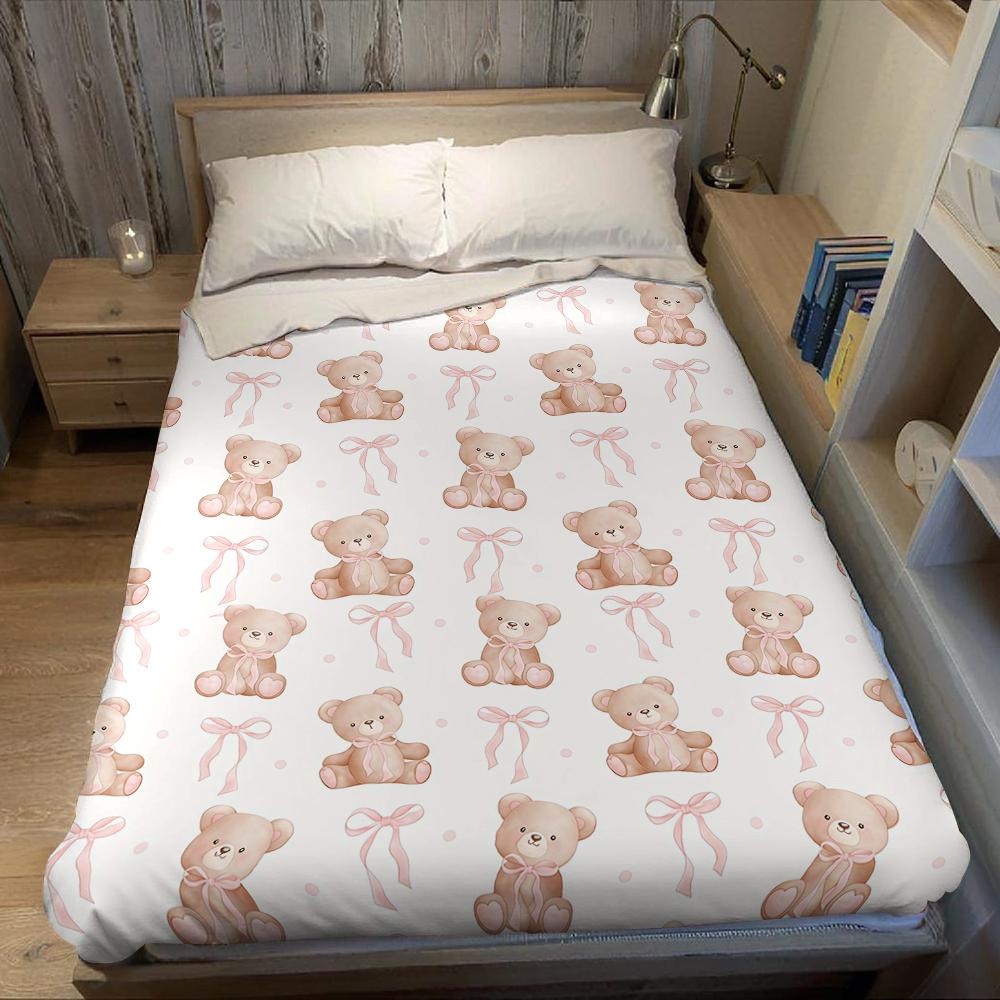 Blush Süßer Bär & Schleife Flanelldecke Warm Weich Halloween Weihnachten Sofa Warm Gemütlich Dekorative Deko Geschenk Für Alle Jahreszeiten