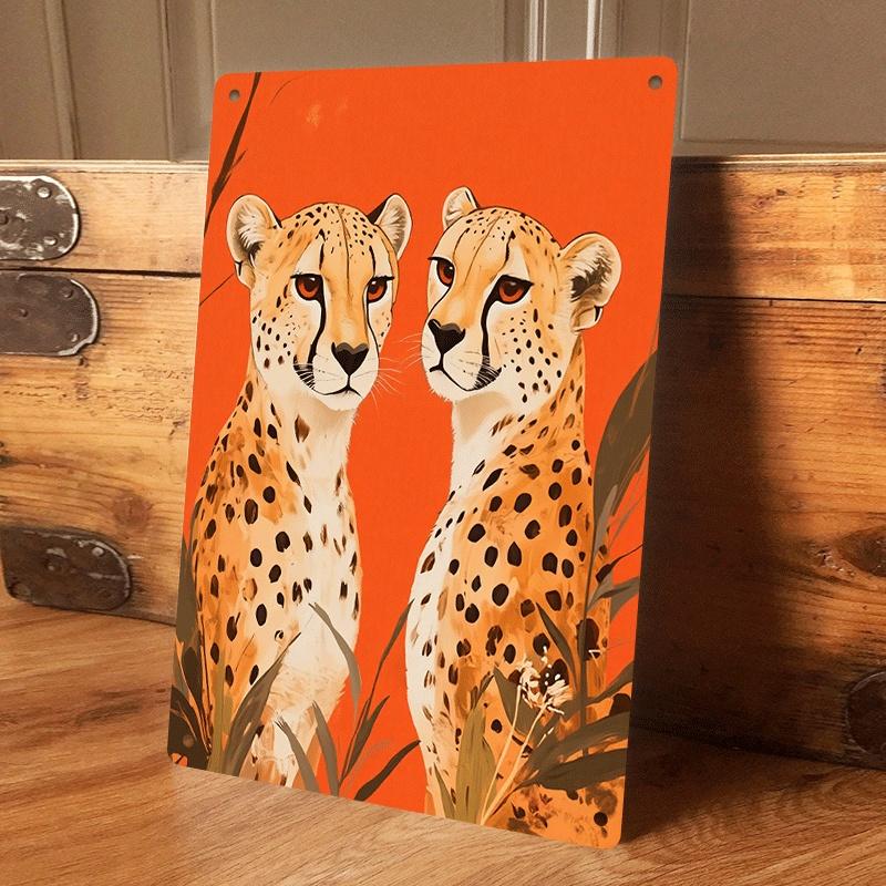 

1 piece of African savanna cheetah tin painting, home wall decoration, modern minimalist animal theme, living room, entryway, be (as the picture,20x30cm)