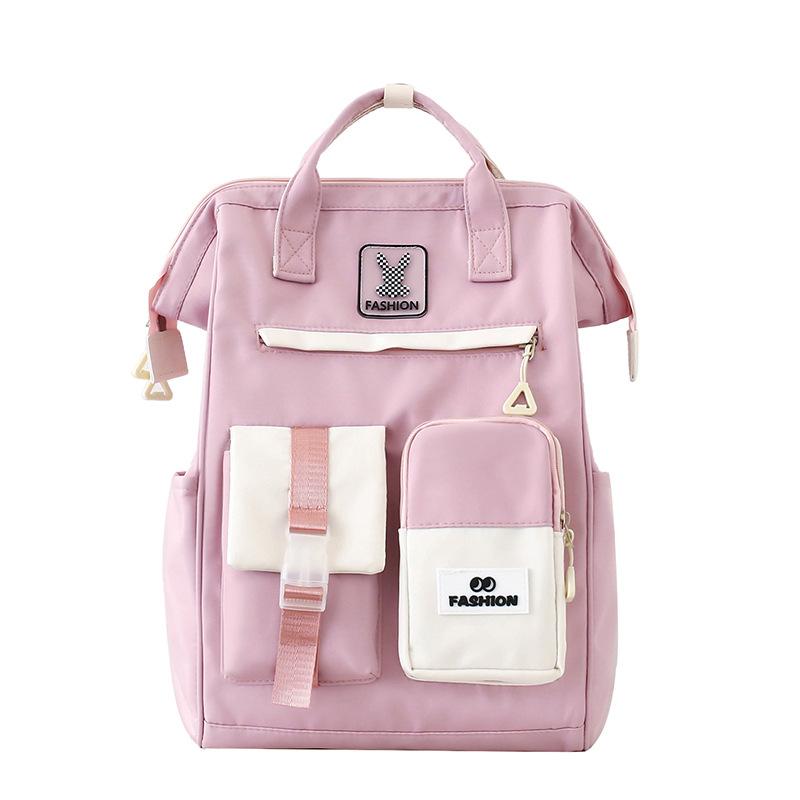 

Цветной контрастный женский рюкзак для младших школьников, школьный рюкзак для мужчин, дорожный рюкзак розовый