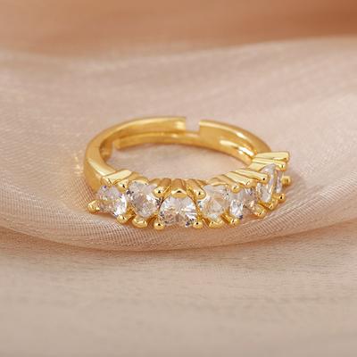 Romantic Heart Rings For Women Multicolor Zircon Classic Round Geometry Cute Couple Ring Party Jewelry Gift Boho Bijoux Femme