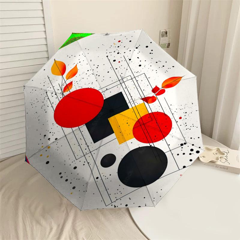 

1pc Abstract Art Automatic Open/Close Umbrella with Windproof, 8-Rib Sturdy Canopy, Durable Ribs, Fashionable Design1197A